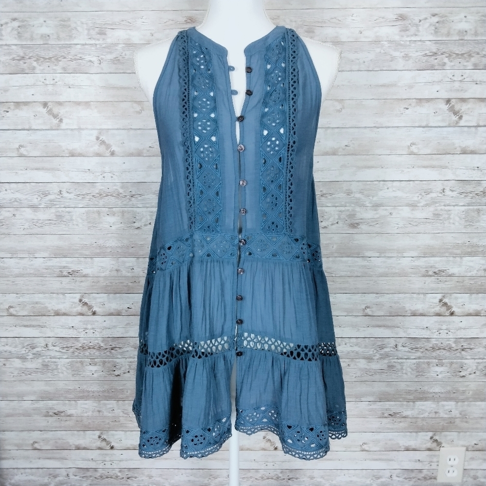 Free People Adelaide Tunic S Sleeveless Indigo 849 - Picture 2 of 7